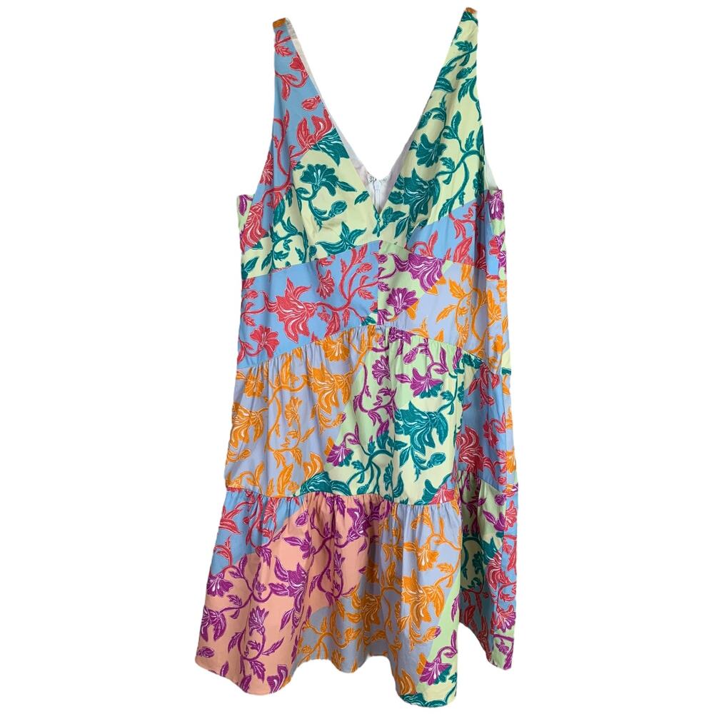 Derek Lam 10 Crosby Colette A-Line Dress Wmns 4 Multicolor Sleeveless V-Neck NWT